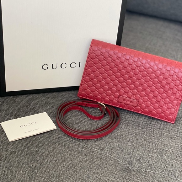 Gucci Handbags - Gucci Guccissima WOC red burgundy
